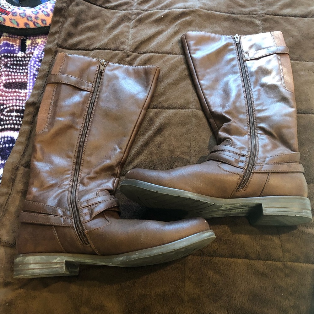 Brown Leather Knee-High Boots